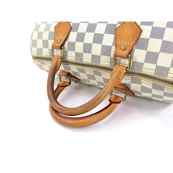 Louis Vuitton White and Tan Checkered Satchel - Picture 6 of 14